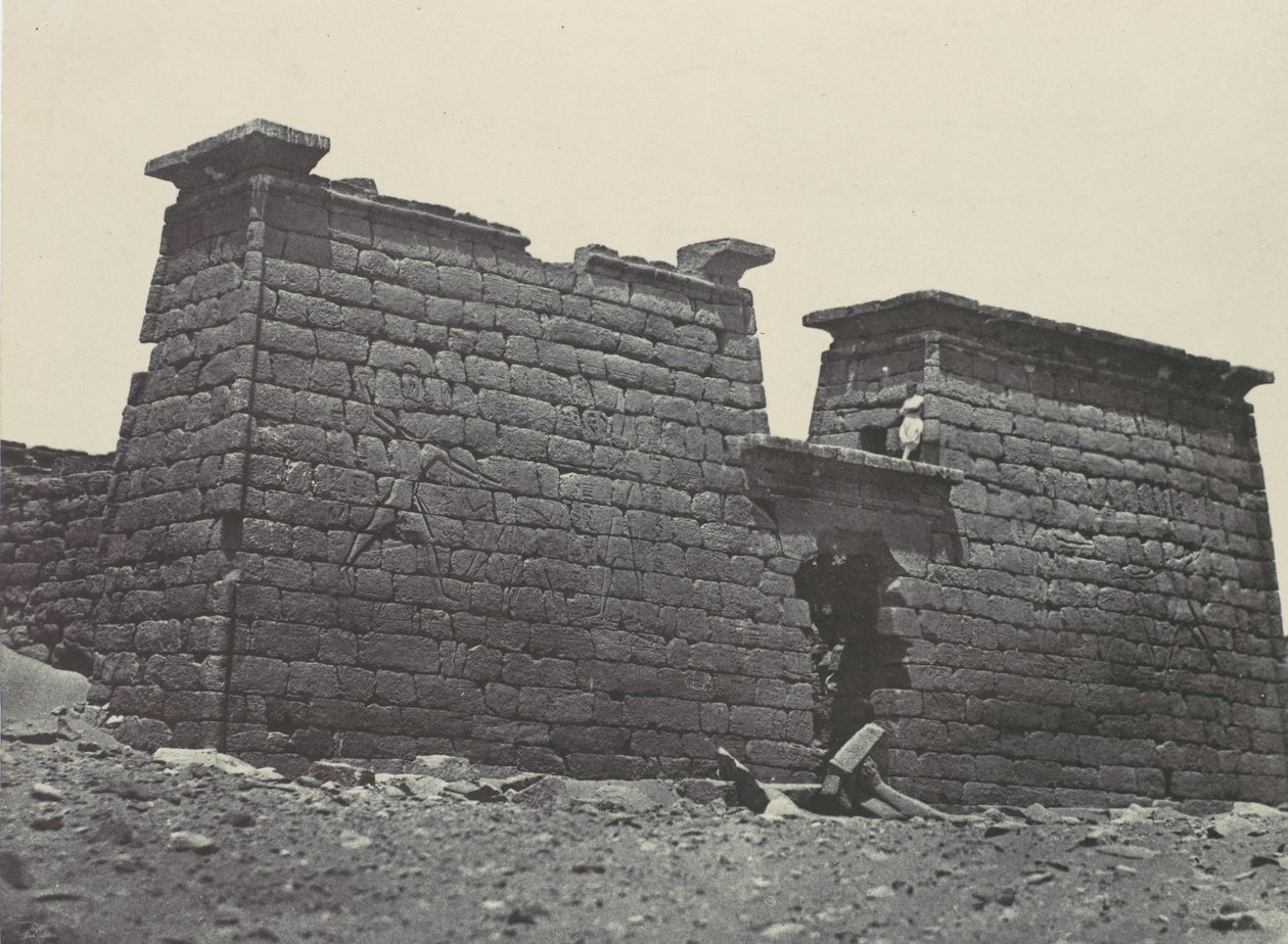 Núbia. Sébour Hemi-Spéos. Pilonok, 1850. alkotó: Maxime Du Camp