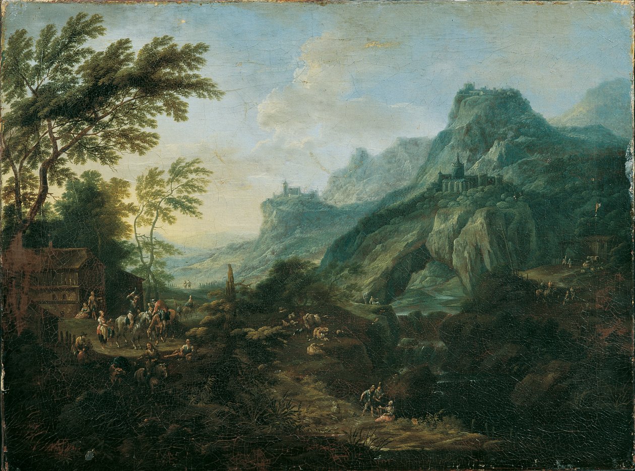 Ideális hegyi táj tanyával alkotó: Maximilian Joseph Schinnagl