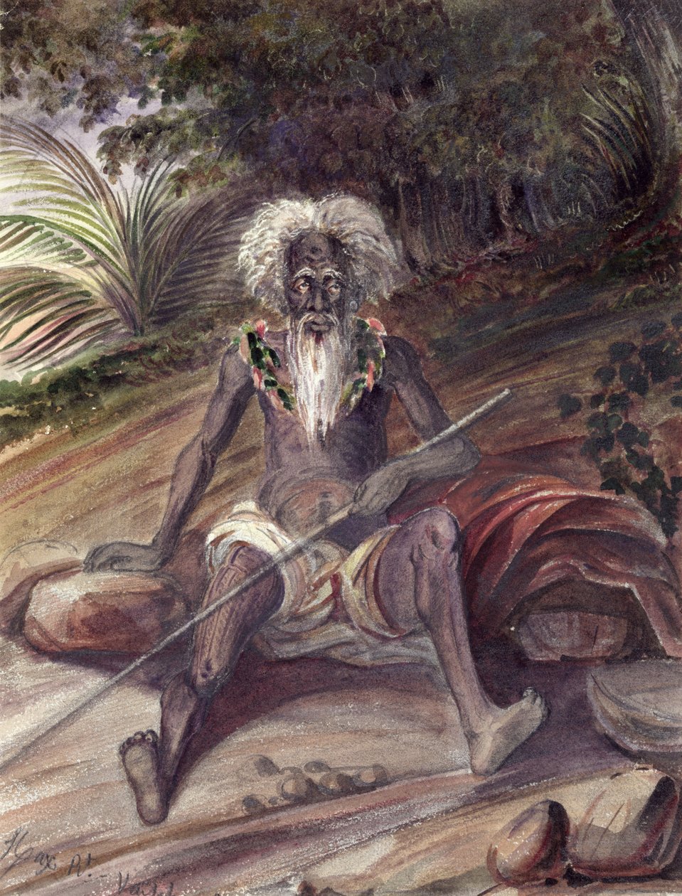 Öreg ember a Marquesas-szigetekről, 1842 körül alkotó: Maximilien Radiguet
