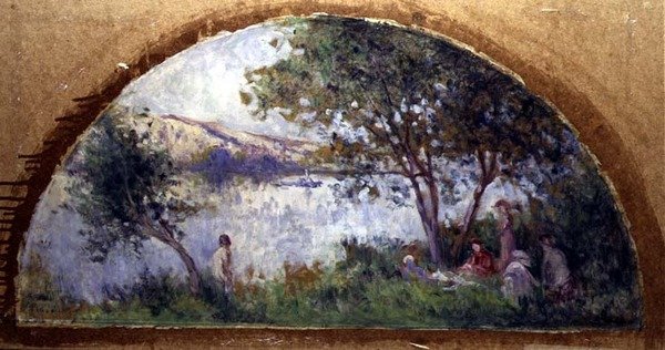 A tó mellett (olaj a panelen) alkotó: Maximilien Luce
