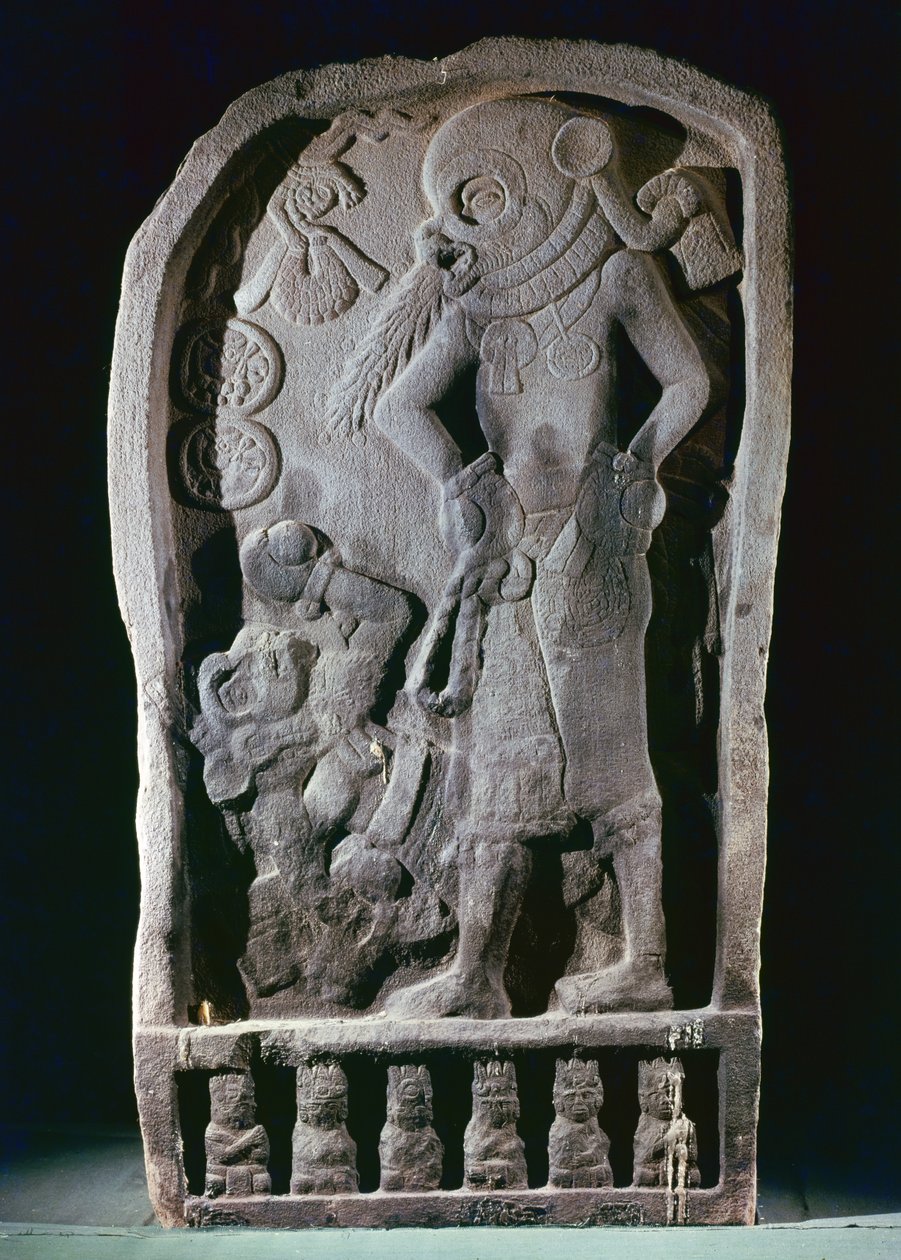 Labdajátékost ábrázoló Stela, Guatemalából, Klasszikus időszak, 600-950 alkotó: Mayan