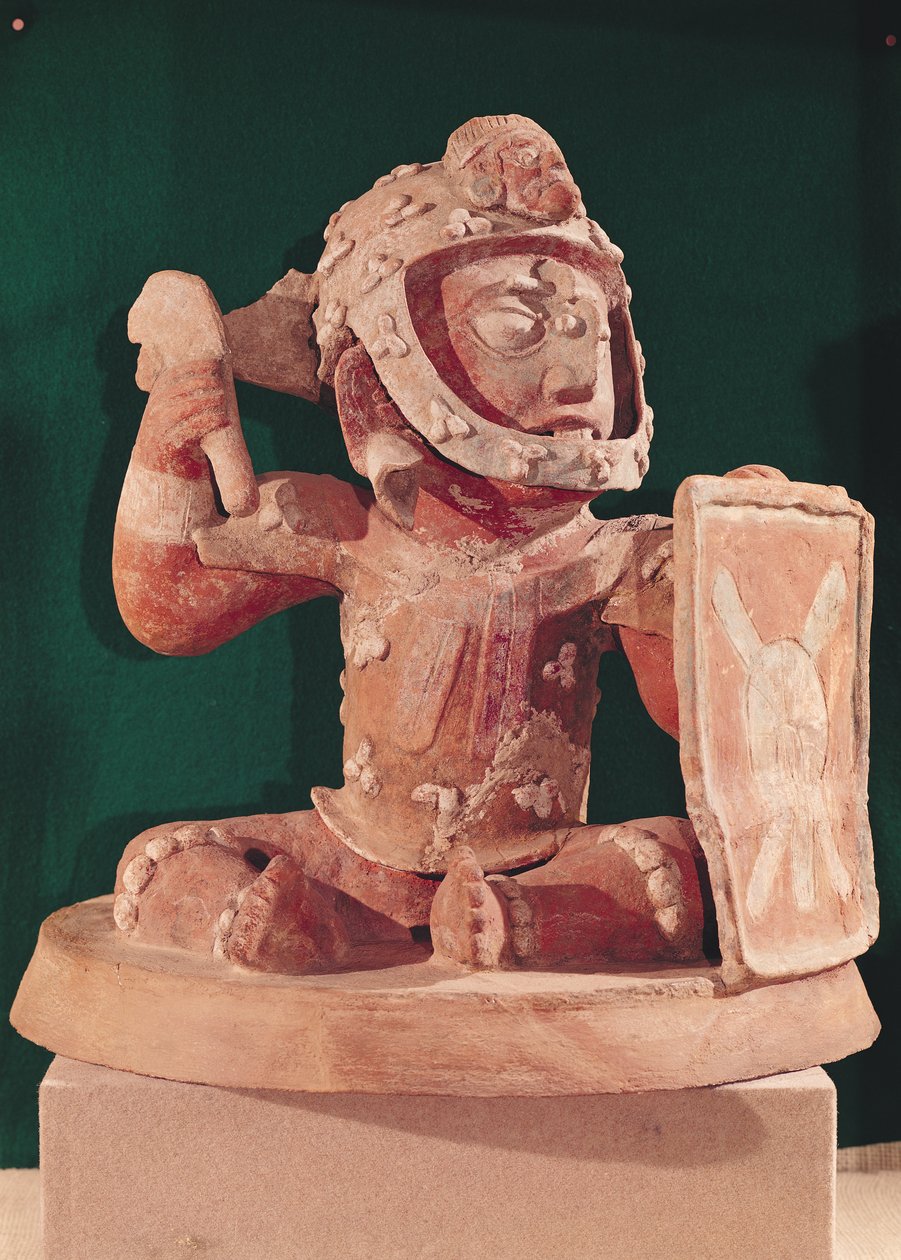 Urnafedél harcos figurával, Guatemalából, klasszikus időszak, 600-950 (terrakotta) alkotó: Mayan