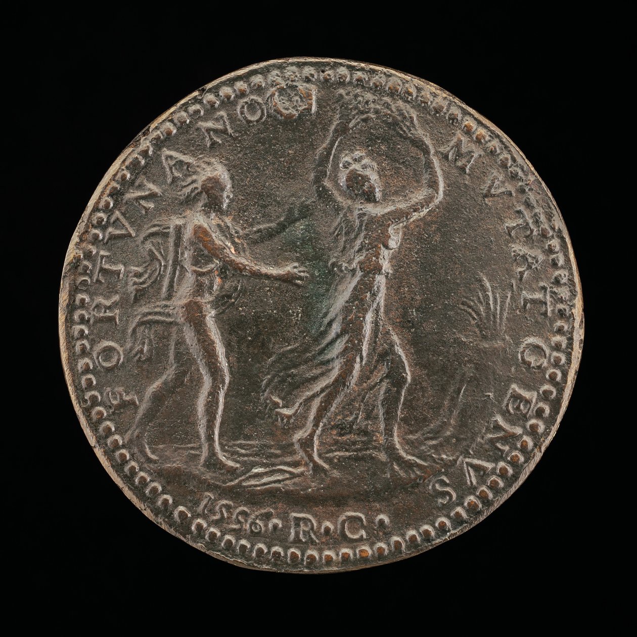 Apollo üldözi Daphnét [fordítva], 1556. alkotó: Medallist R.C.