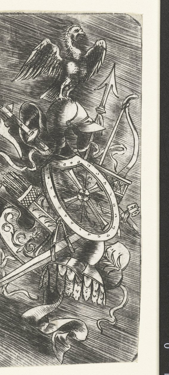 Sas a fegyvertrófeák tetején, beleértve a különféle fegyvereket alkotó: Meester van 1515