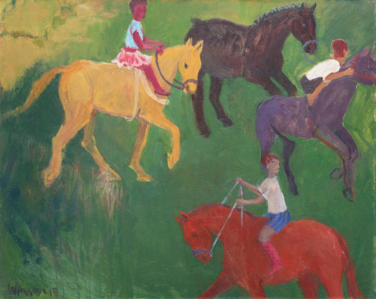 Négy ló, 2018 (olaj, vászon) alkotó: Megan Williamson