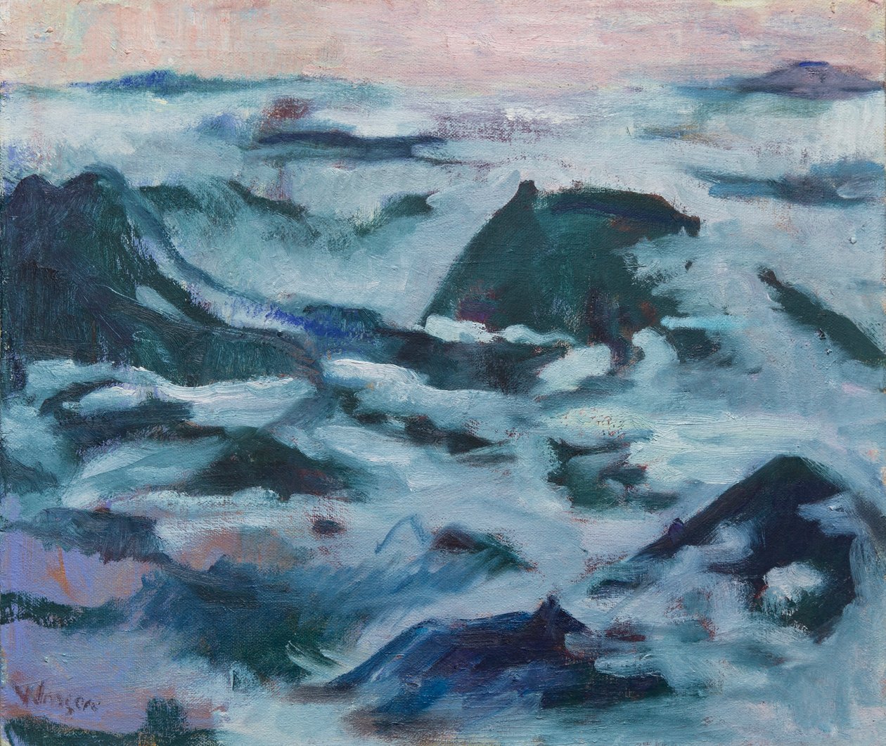 Tizenkét ködös hegy, 2016 (olaj, vászon) alkotó: Megan Williamson