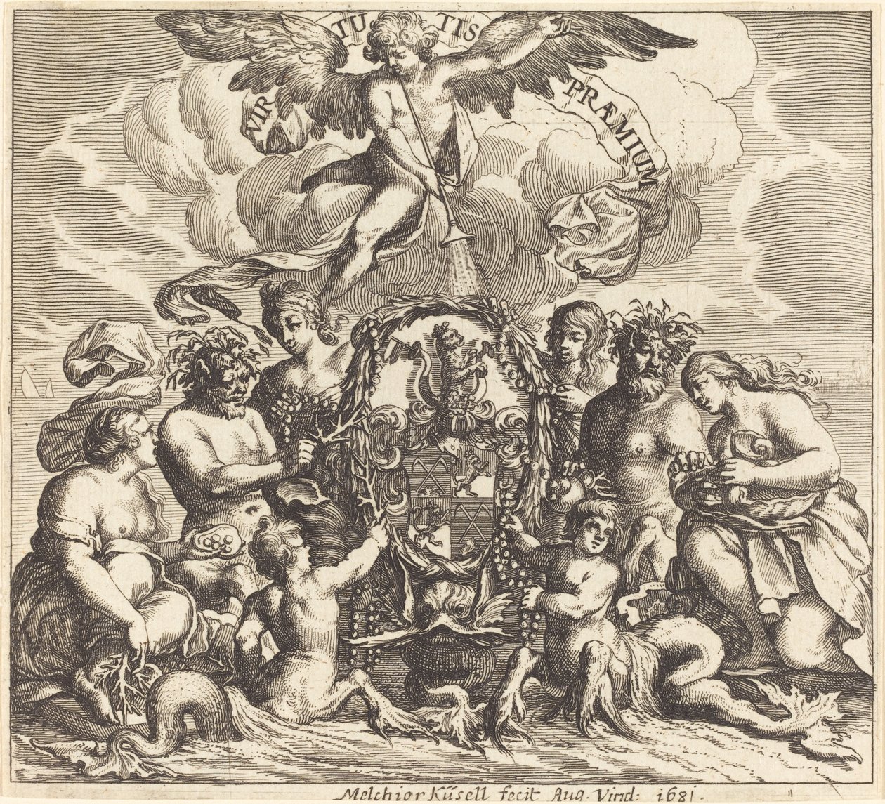 Dedikációs oldal alkotó: Melchior Küsel after Johann Wilhelm Baur