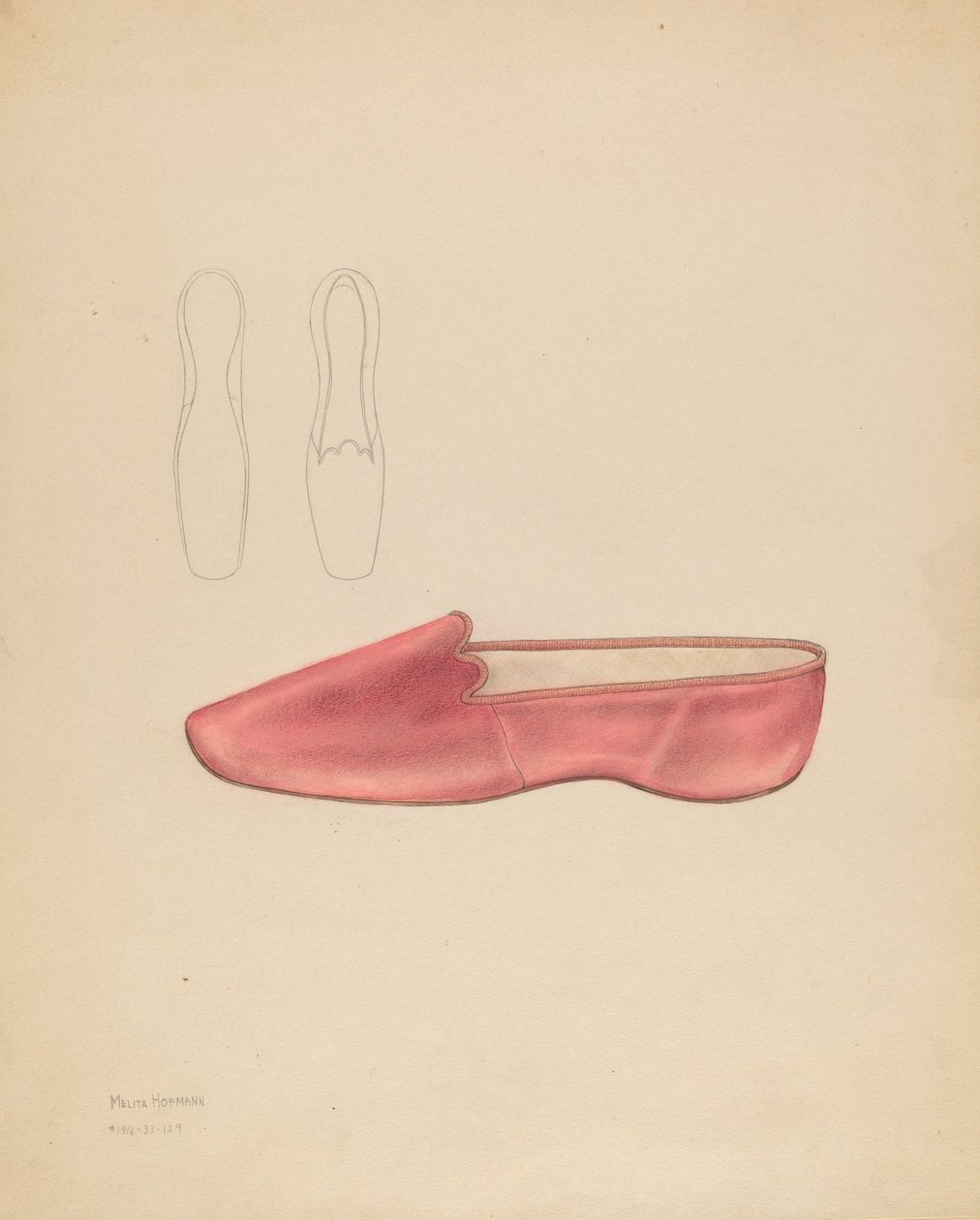 Női papucs, c. 1936. alkotó: Melita Hofmann