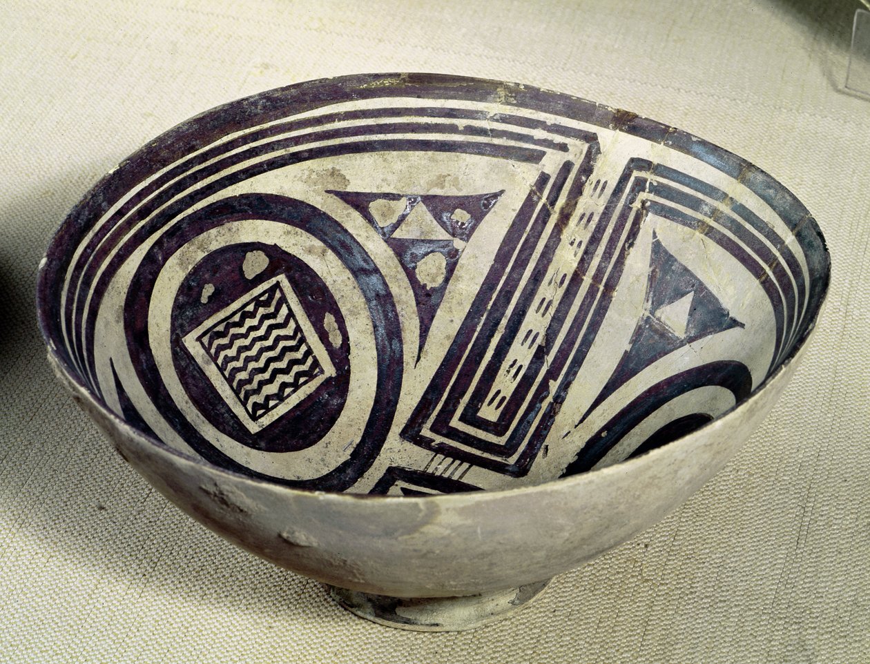 Geometrikus mintával díszített tál, I. stílus, Susa, Irán, Kr.e. 3100-3000 (terrakotta) alkotó: Mesopotamian