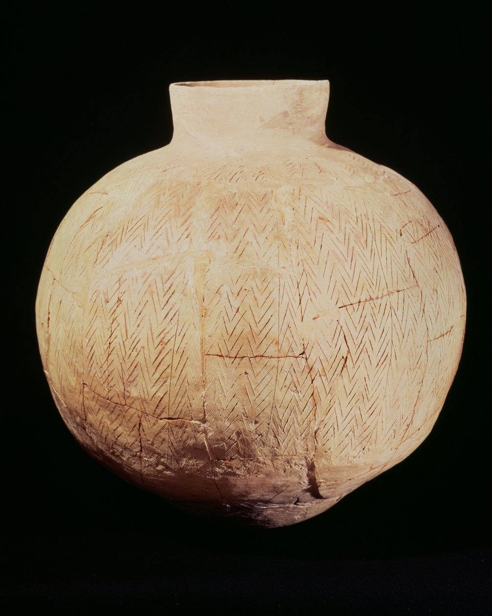 Váza dekoratív faragással, Tell-Hassunából, Kr.e. 5. évezred (kerámia) alkotó: Mesopotamian