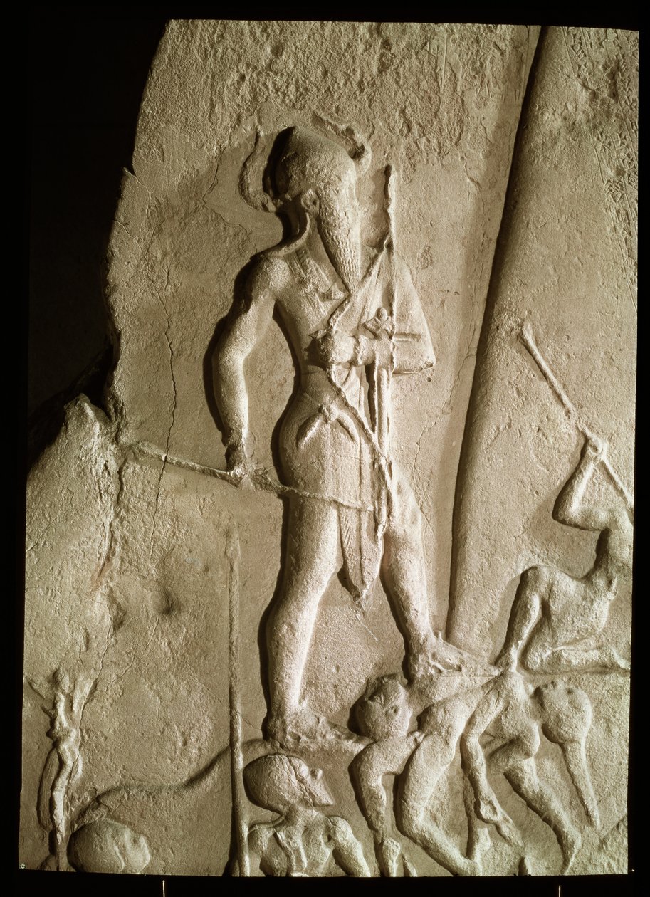 Naram-Sin győzelme (i.e. 2225-2185) Akkád királya a Lullubi-kor, akkád korszak, 2230 körül (rózsaszín homokkő) (részlet) alkotó: Mesopotamian
