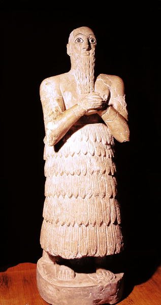 Itur-Shamagen, Mari királyának szobra imában, Mariból, Közép-Eufrátesz, ie 2800-2300 (alabástrom) (lásd még 187144) alkotó: Mesopotamian