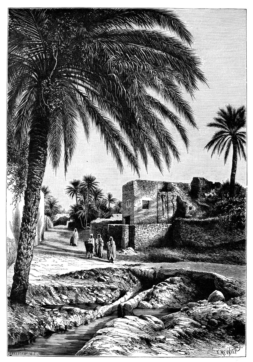 Egy utca Biszkrában, Algériában, 1895. alkotó: Meunier