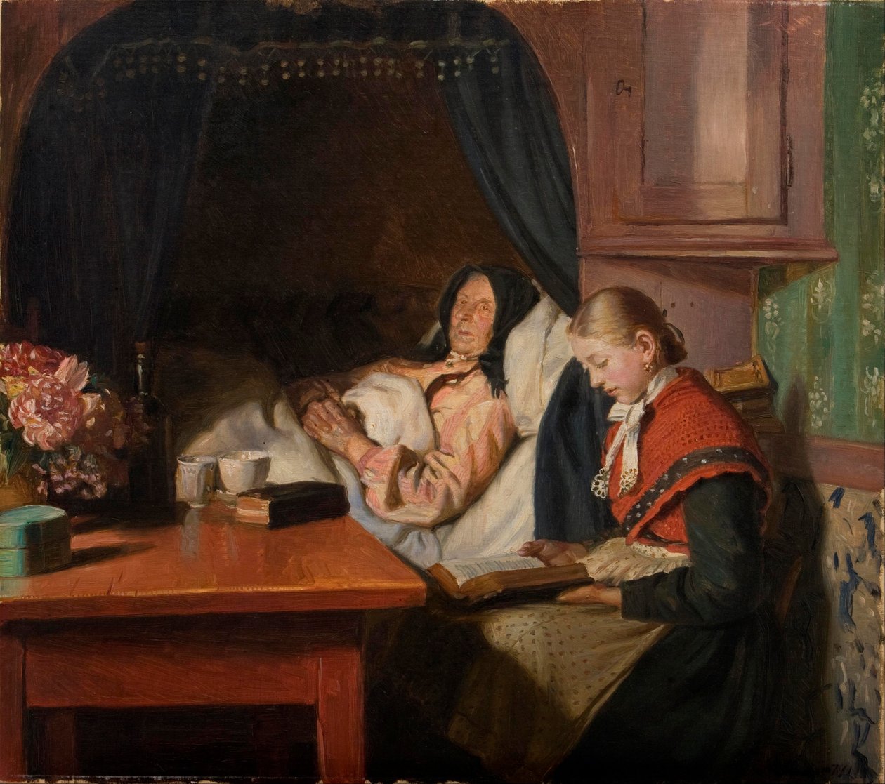 Betegágy mellett alkotó: Michael Peter Ancher