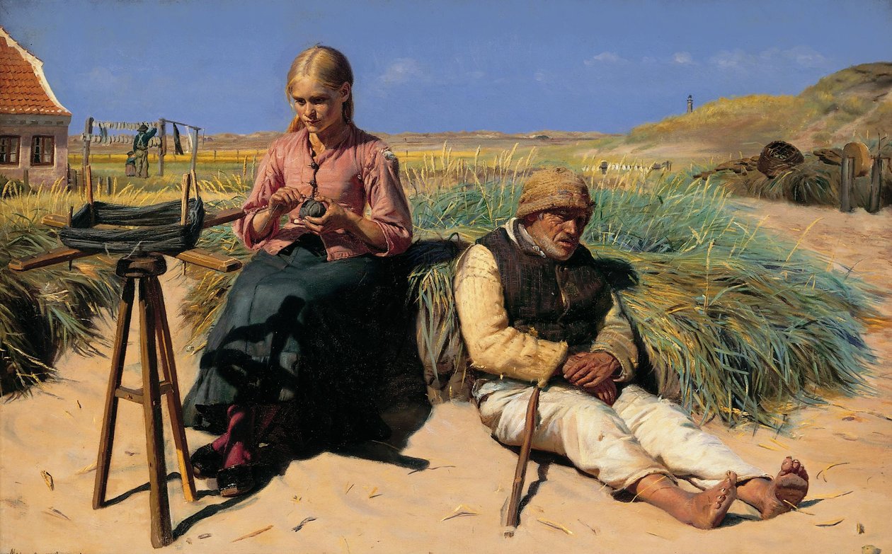 Tájképek. Vak Kristian és Tine a dűnék között alkotó: Michael Peter Ancher