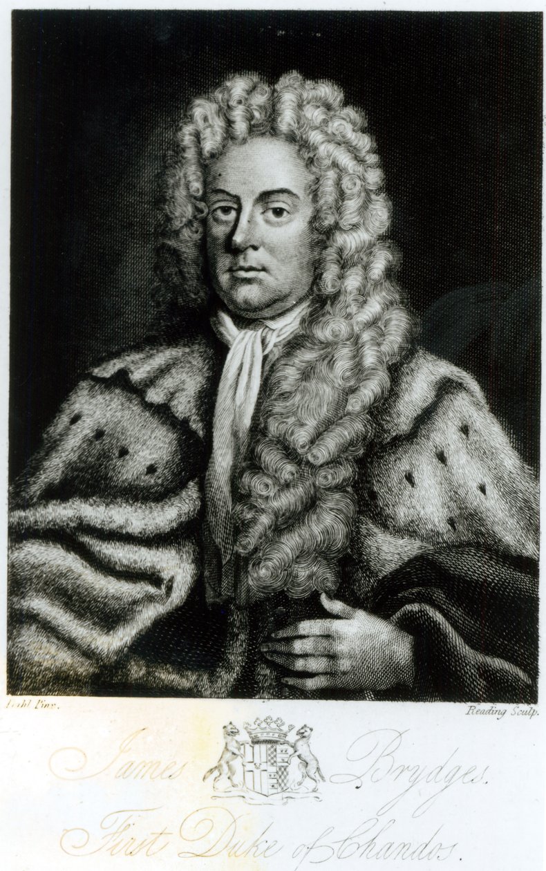 James Brydges, Chandos első hercegének (1673-1744) portréja, Burnet Reading metszete (fl. 1776-1822) alkotó: Michael Dahl