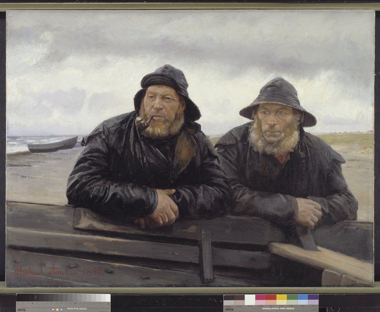 Két halász egy csónak mellett alkotó: Michael Ancher