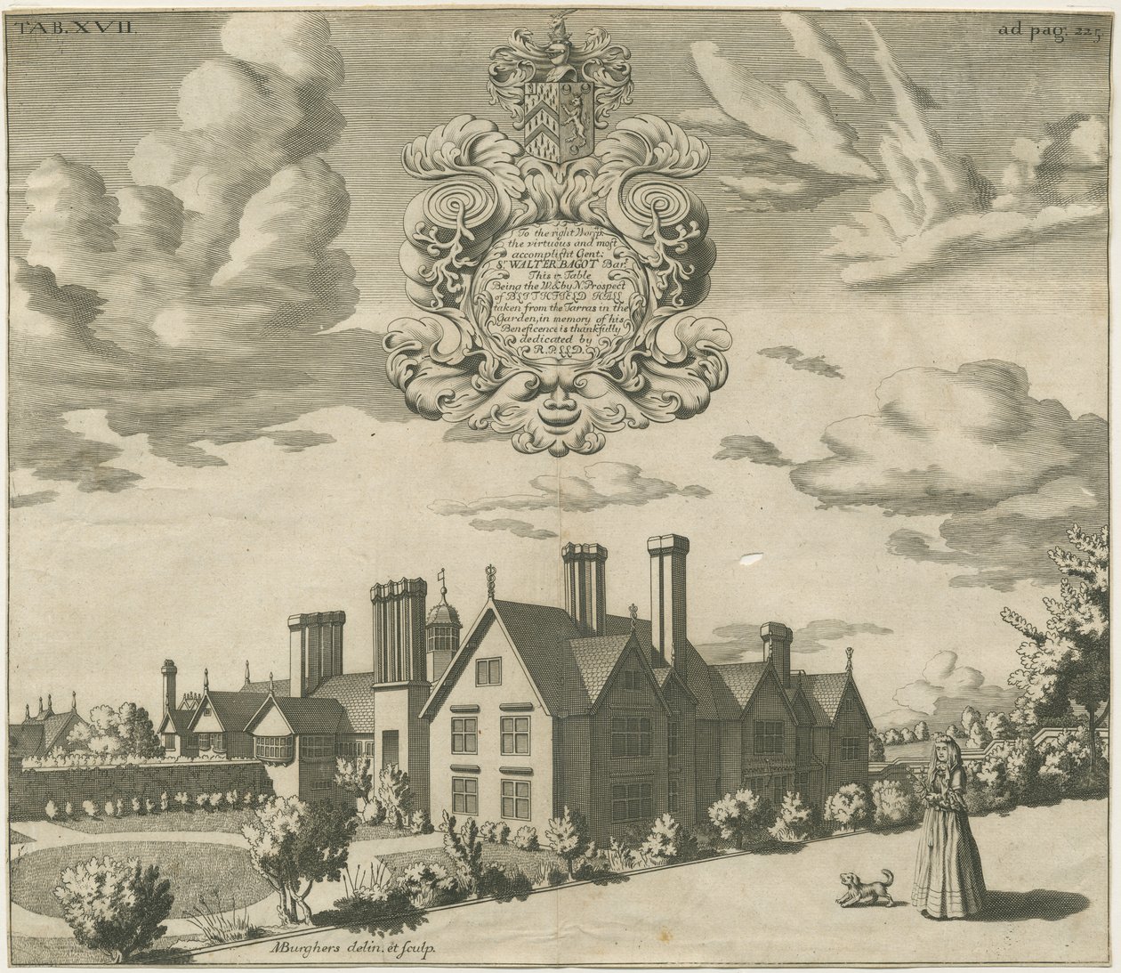 Blithfield Hall: metszet, nd [1686] (nyomtatás) alkotó: Michael Burghers