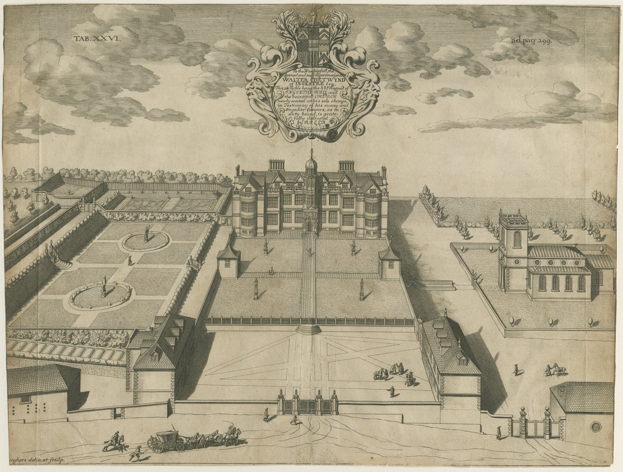 Ingestre Hall: rézmetszet, nd [1653-1686] (nyomat) alkotó: Michael Burghers