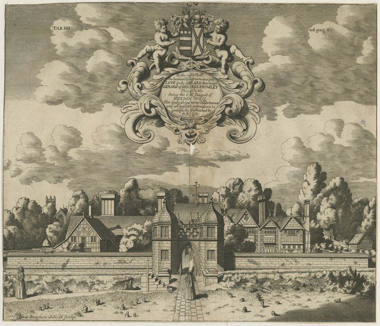 Sandon Hall: metszet, nd [1653-1686] (nyomtatás) alkotó: Michael Burghers