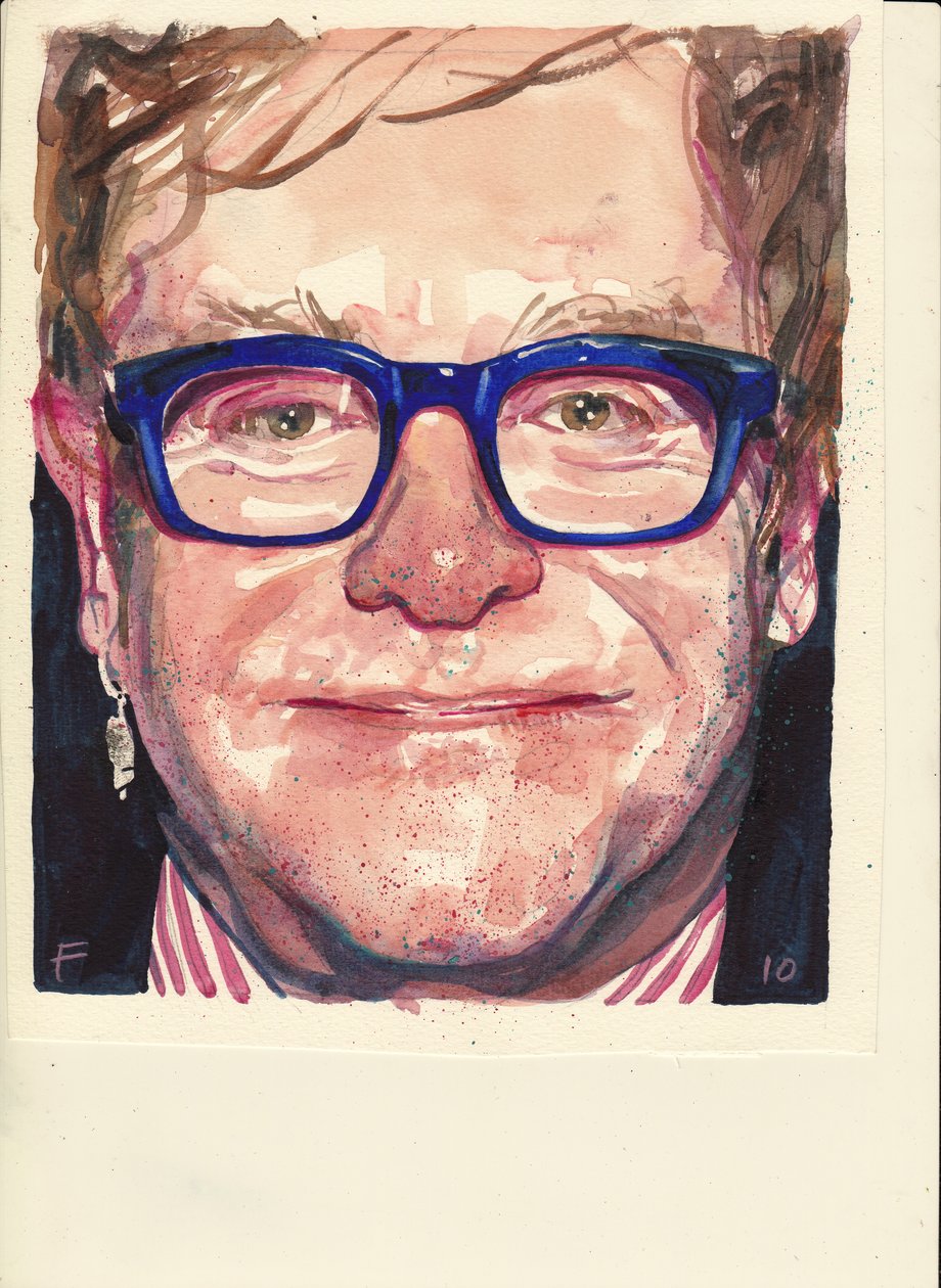 Elton John (akvarell) alkotó: Michael Frith