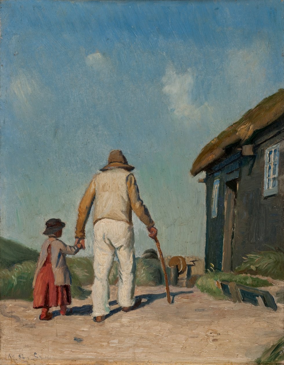 Vak keresztény, dolgozószoba (olaj a fedélzeten) alkotó: Michael Peter Ancher