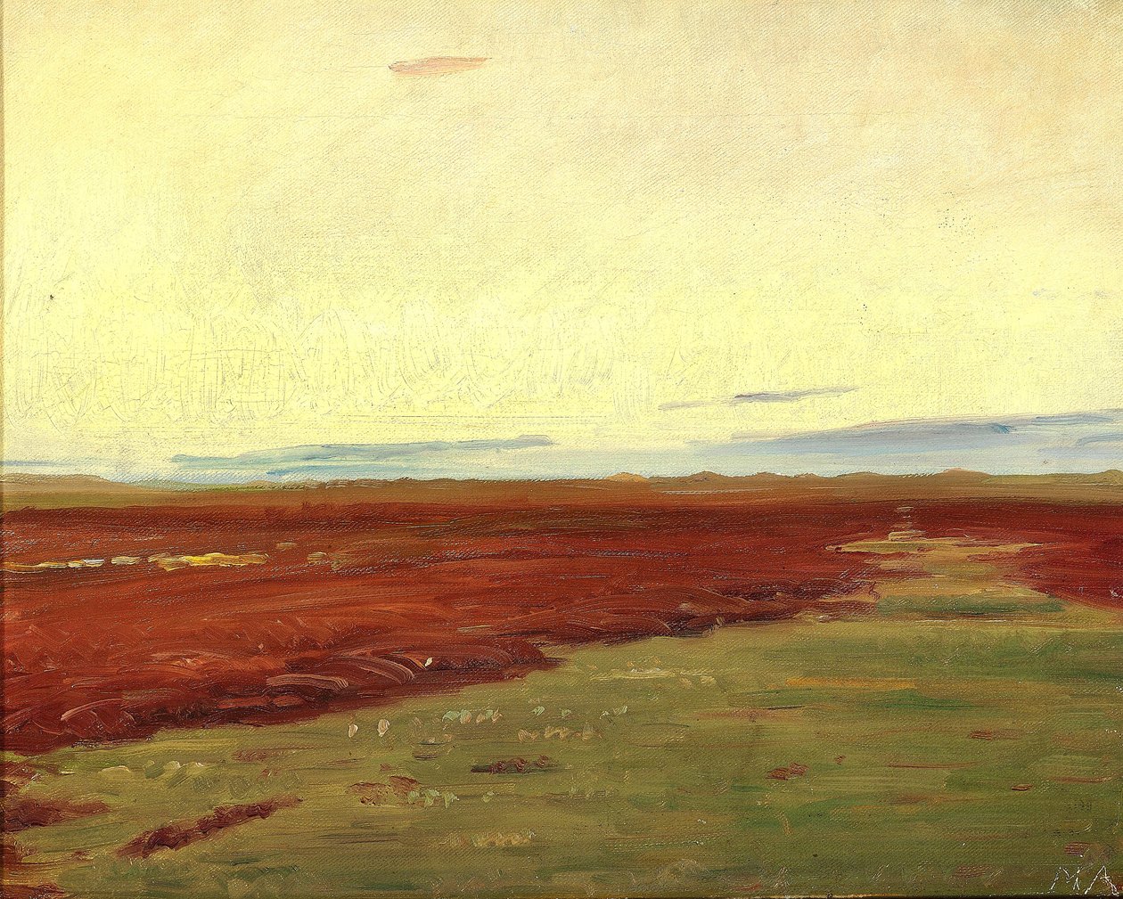 Naplemente a skageni híd vize felett. alkotó: Michael Peter Ancher