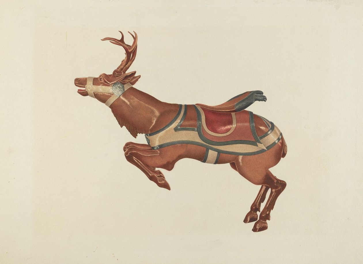 Körhinta rénszarvas, c. 1939. alkotó: Michael Riccitelli