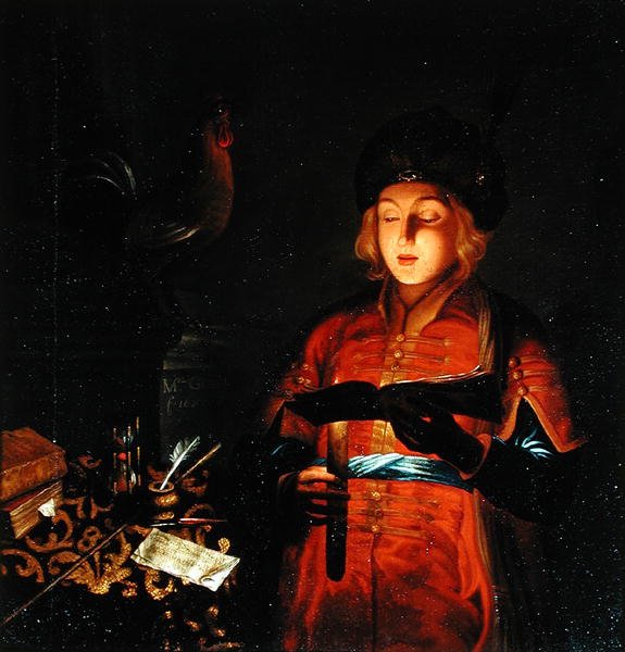 Egy fiatal énekes (Fiatal férfi gyertyával) 1681 alkotó: Michel Gobin