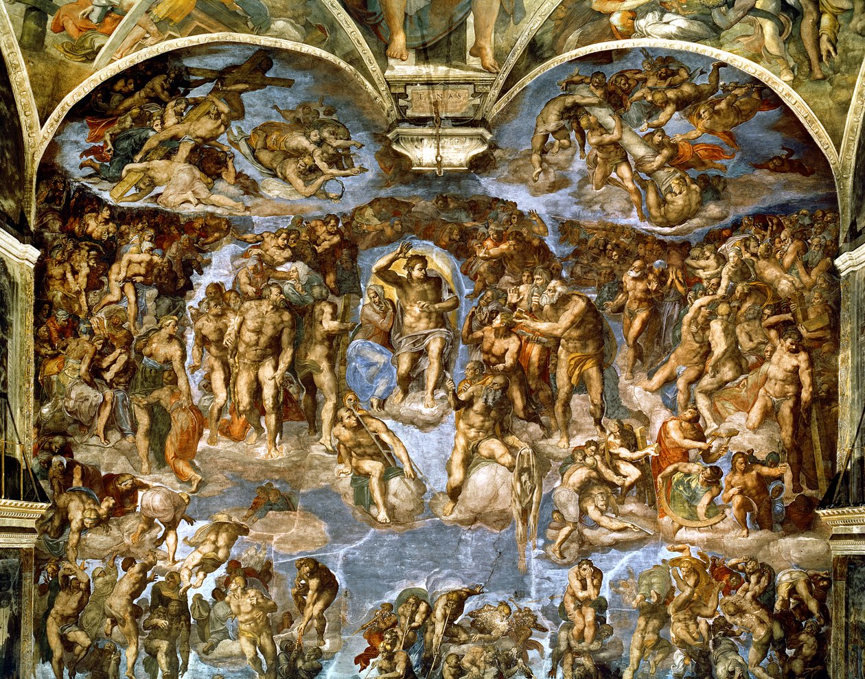 Sixtus-kápolna: Az utolsó ítélet, 1538-41 (restauráció előtt) alkotó: Michelangelo Buonarroti