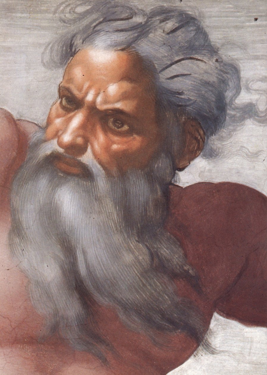 A Sixtus-kápolna mennyezete: A Nap és a Hold teremtése, 1508-12, Isten arcának részlete alkotó: Michelangelo Buonarroti