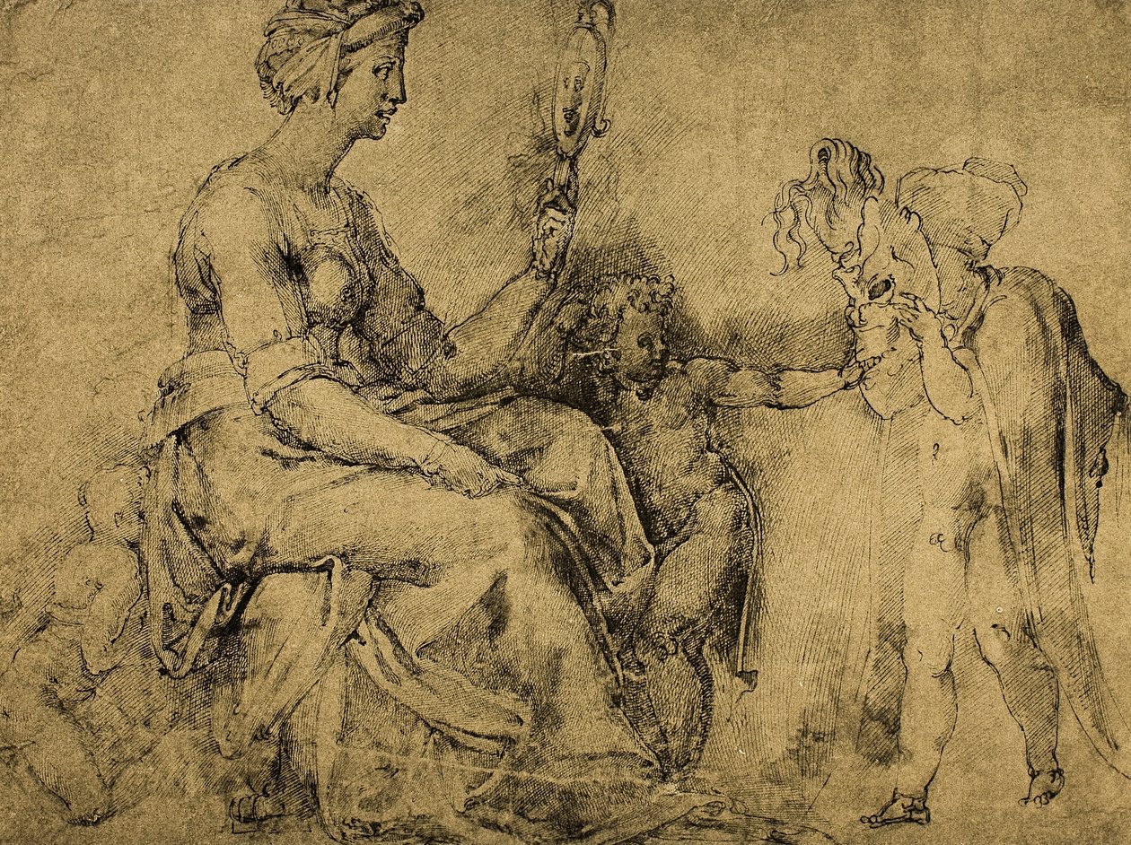 Hiúság (?), Michelangelo rajza. Rajzok és nyomatok kabinetje, Uffizi Galéria, Firenze alkotó: Michelangelo Buonarroti