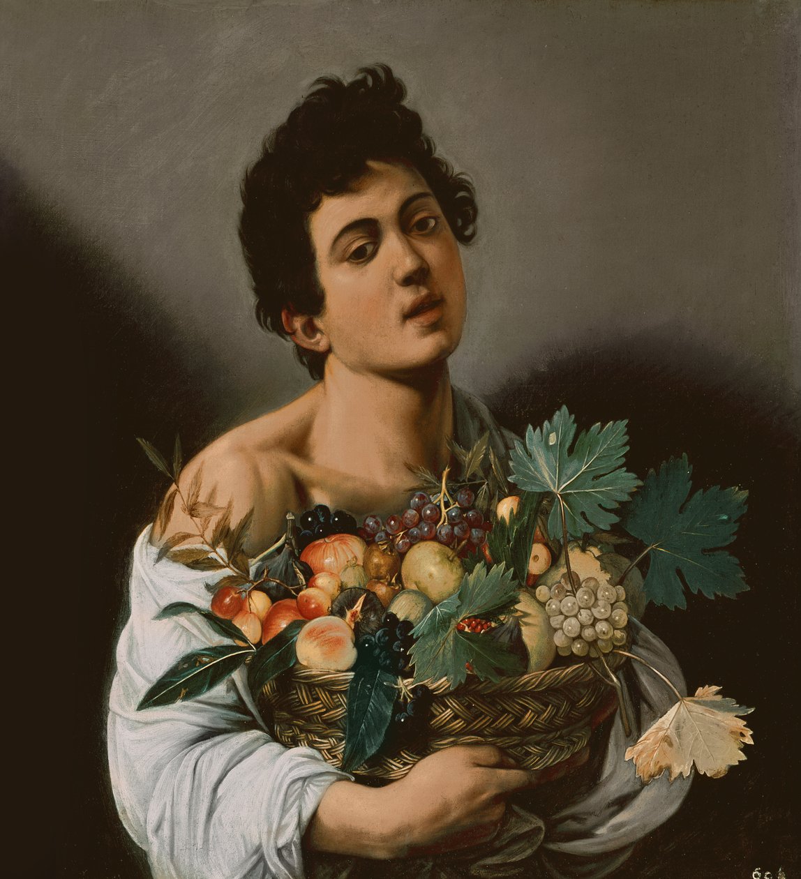 Fiatalok gyümölcskosárral, 1594 (104940 részlet) alkotó: Michelangelo Merisi Caravaggio