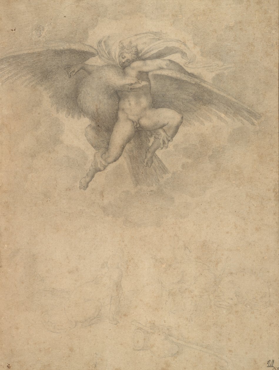 Ganymedes (fekete kréta papíron) alkotó: Michelangelo after Buonarroti