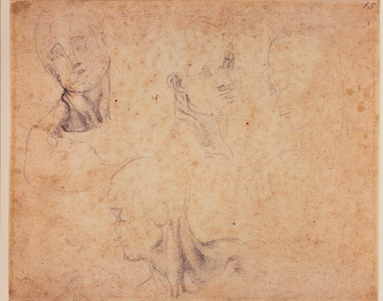 Négy férfi fejtanulmány alkotó: Michelangelo (after) Buonarroti