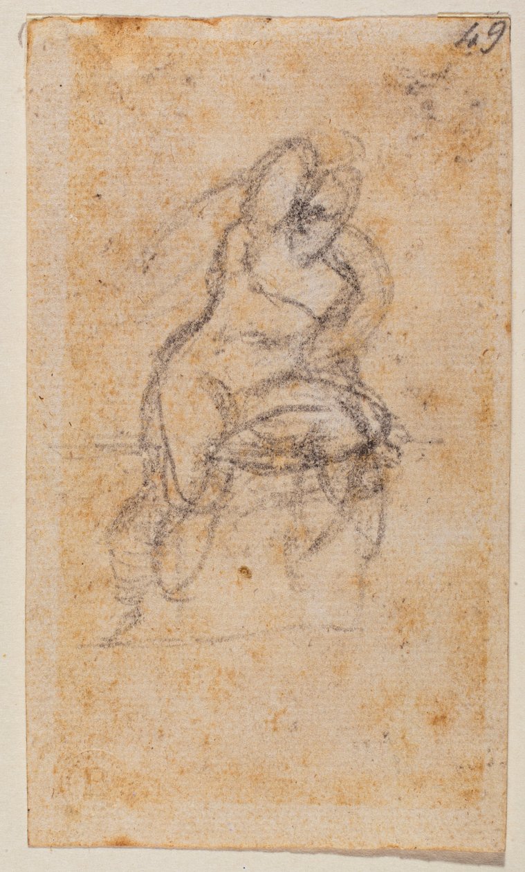 Akt tanulmány a Sixtus-kápolnához alkotó: Michelangelo Buonarroti