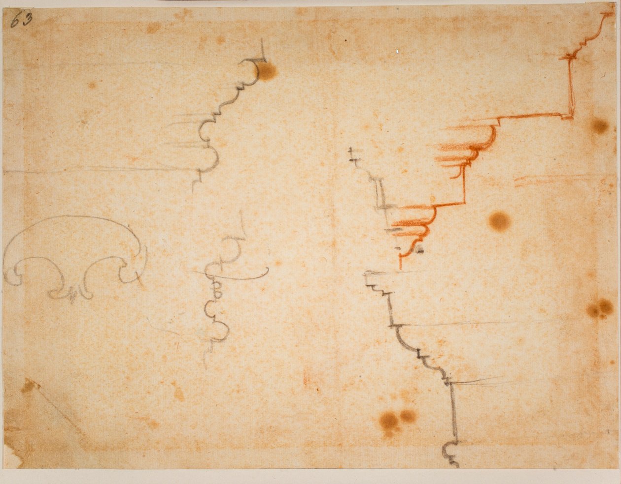 Építészeti profilok, 16. század (rajz) alkotó: Michelangelo Buonarroti