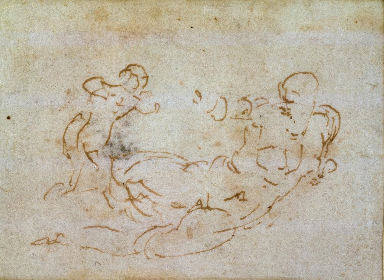 Tanulmány a Vénuszról és Ámorról alkotó: Michelangelo Buonarroti