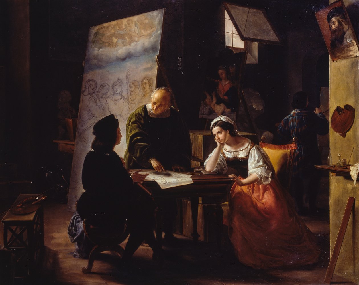 Raphael műtermében alkotó: Michelangelo Fumagalli