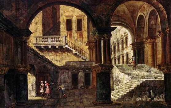 Lépcsőház egy palotában alkotó: Michele Marieschi