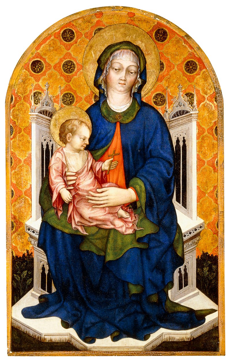 A Madonna és a gyermek trónol, alkotó: Michele Giambono