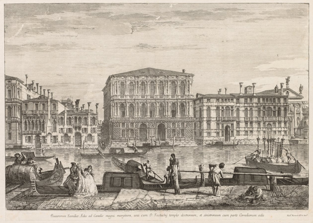 Velence látképe: Palazzo Pesaro, 1741. alkotó: Michele Marieschi