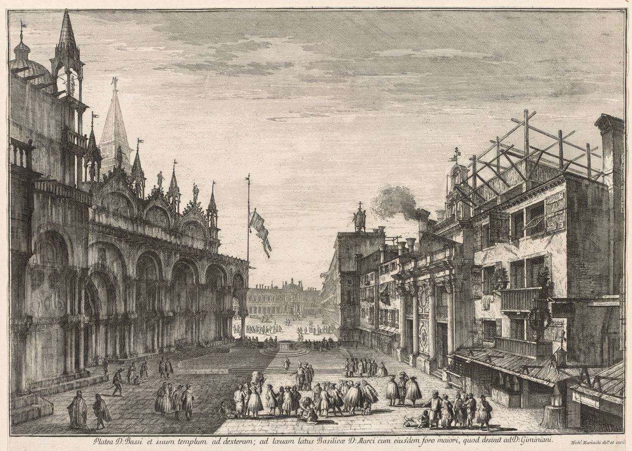 Velence látképe: Piazzetta S. Basso, 1741. alkotó: Michele Marieschi