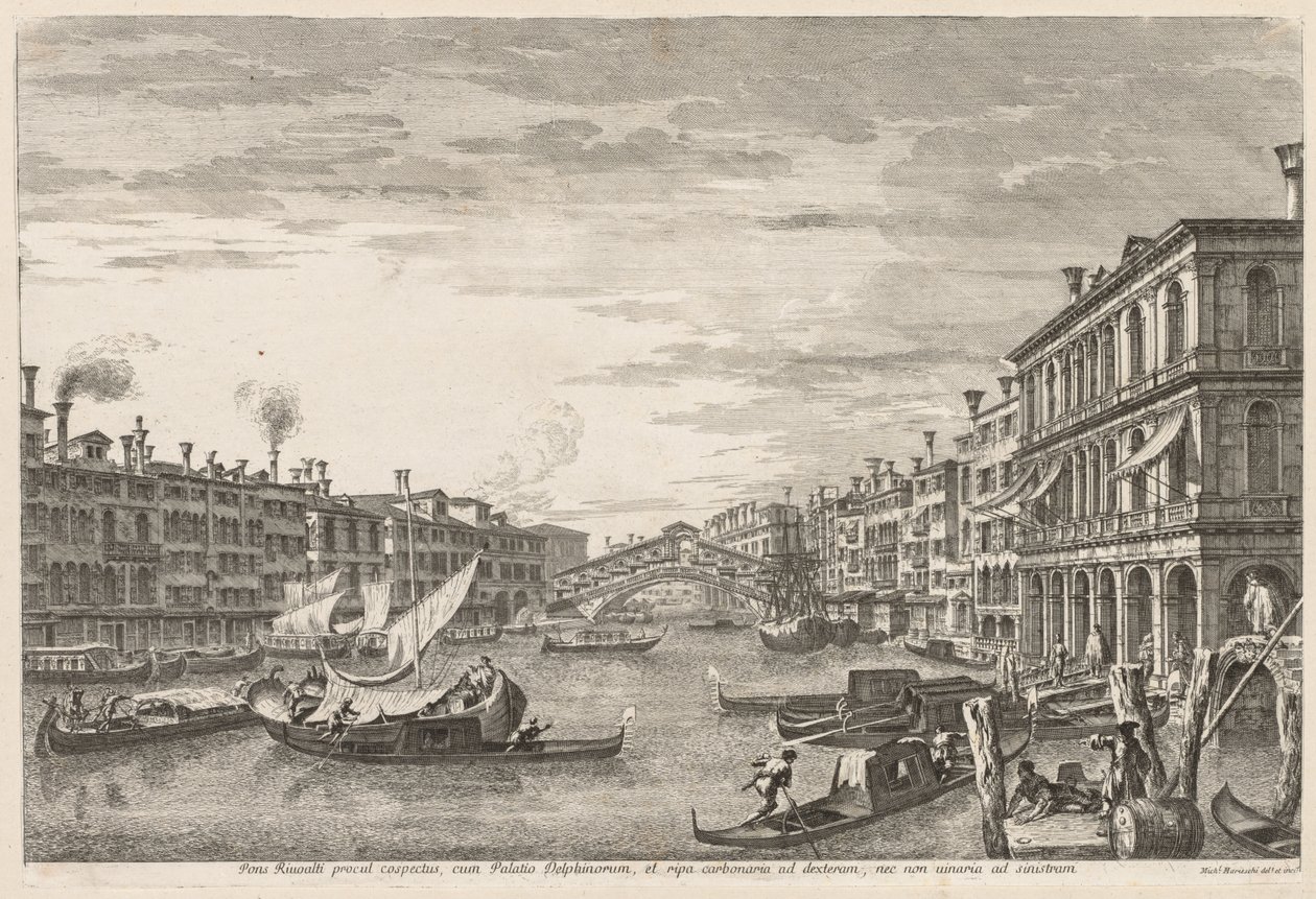 Velence látképe: Rialto, 1741. alkotó: Michele Marieschi