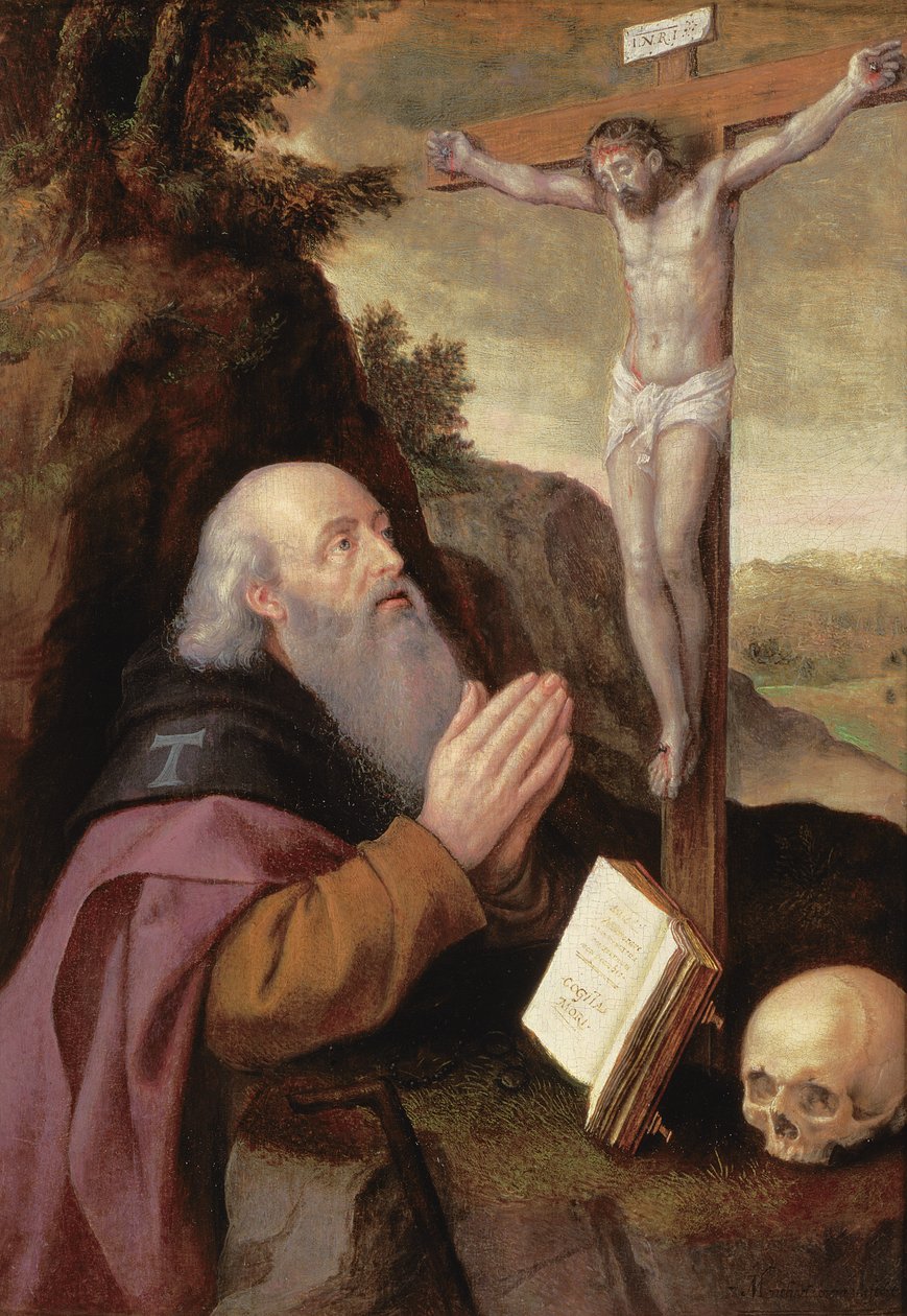 Szent Antal apát (panel) alkotó: Michiel I Coxie or Coxcie