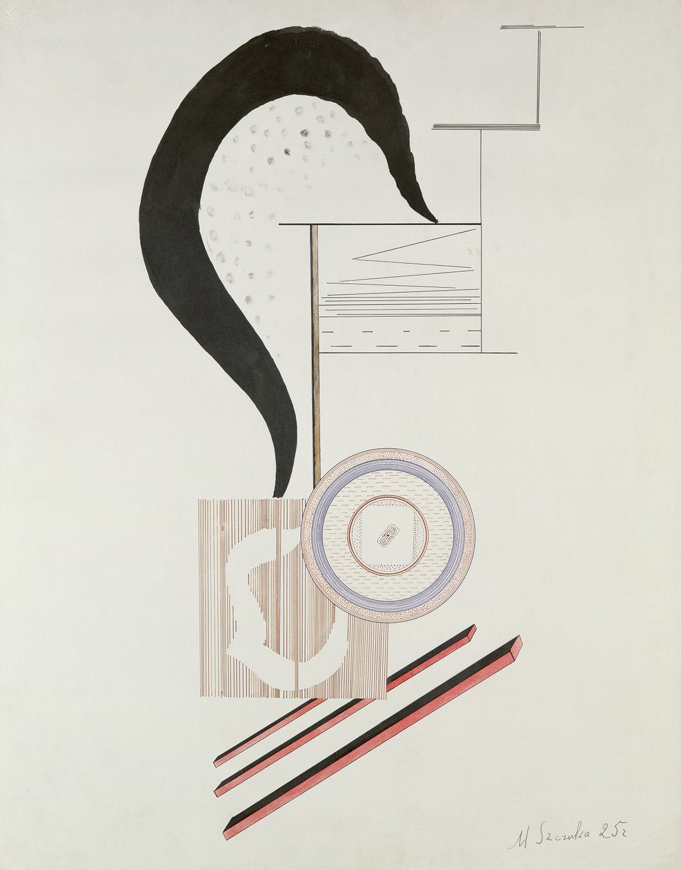 Konstruktivista kompozíció, 1925 (toll és tinta, wc és gouache papíron) alkotó: Mieczyslaw Szczuka