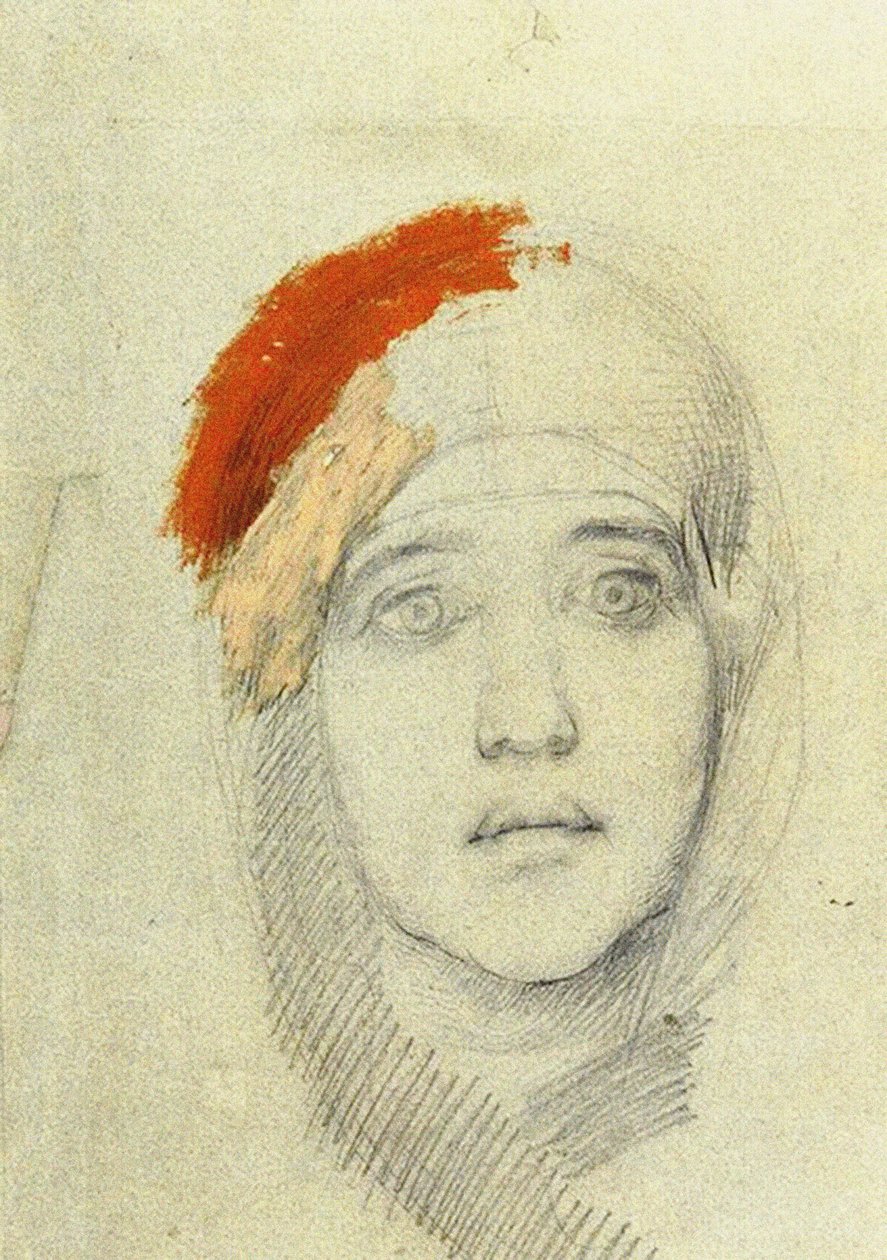 Tanulmány a Szűzanyához, 1884 (ceruza és gouache, papír) alkotó: Mikhail Aleksandrovich Vrubel
