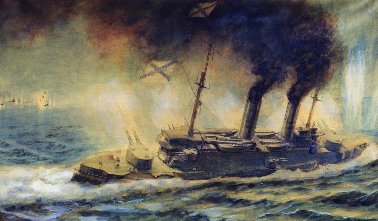Csata a Rigai-öbölnél, 1915. augusztus, 1940 alkotó: Mikhail Mikhailovich Semyonov