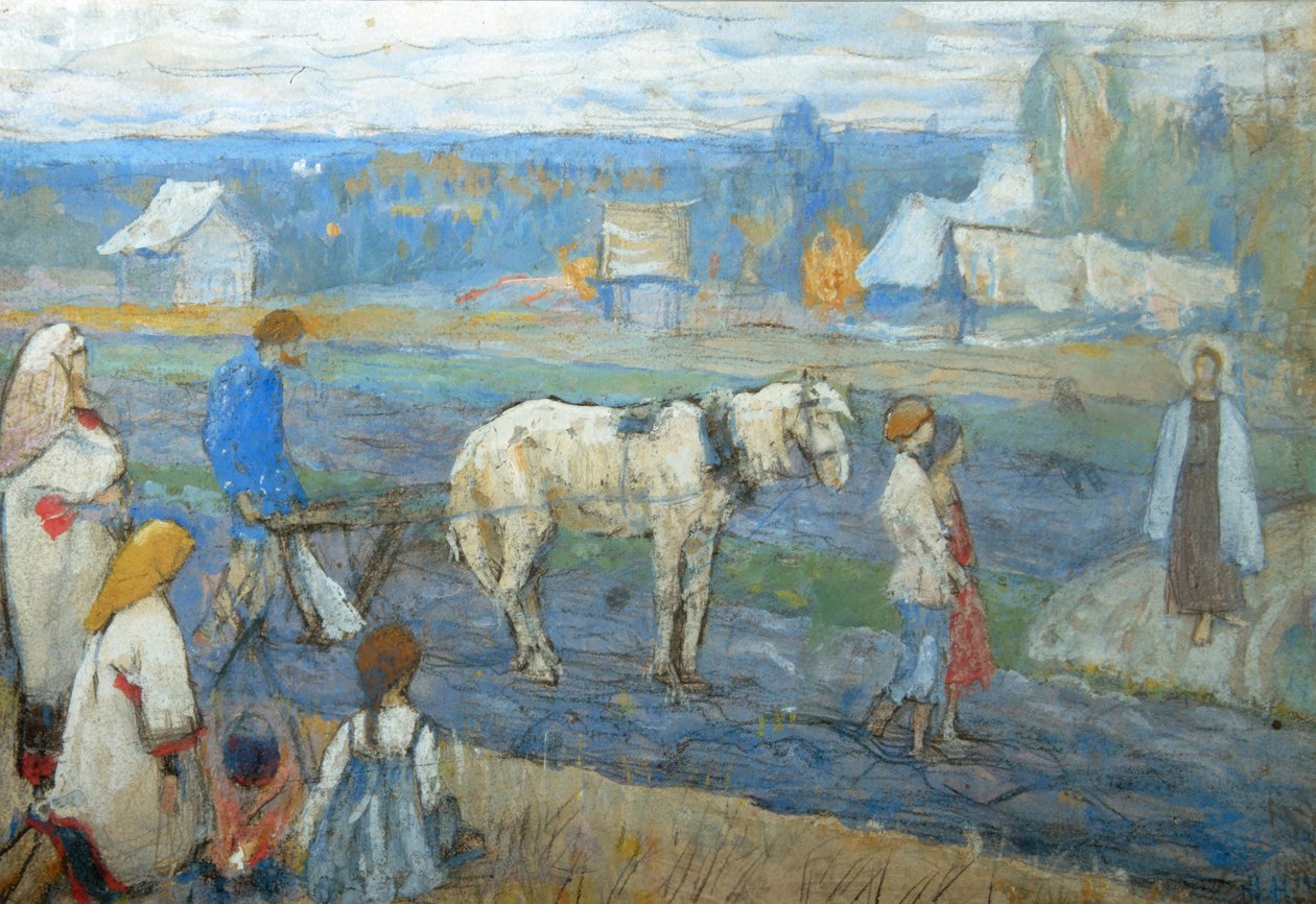 A terepen, 1911 alkotó: Mikhail Vasilievich Nesterov