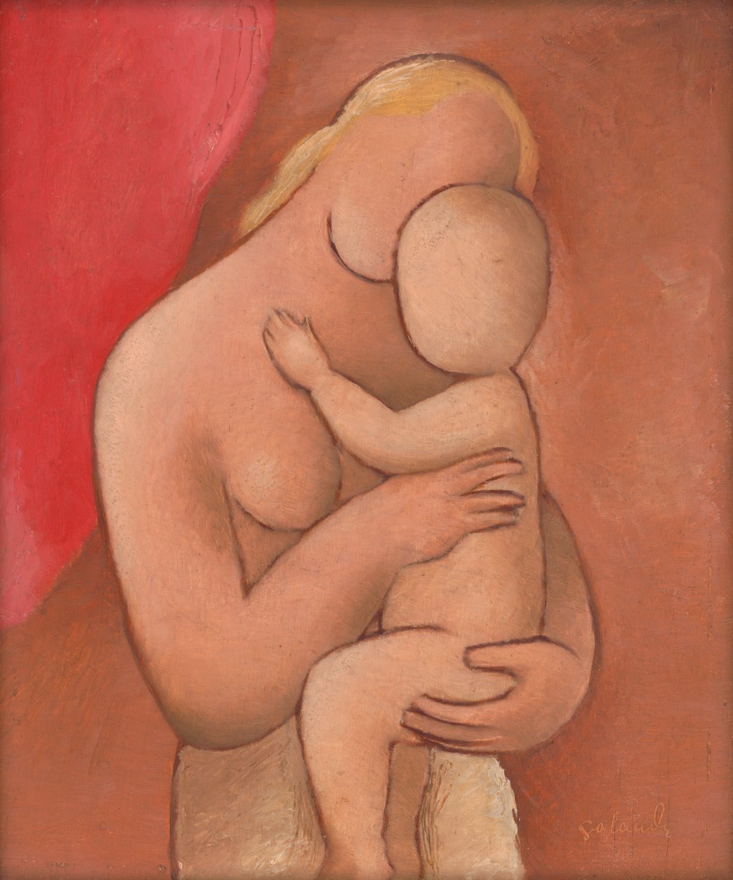 Anya és baba, 1934 körül (olaj, rétegelt lemez) alkotó: Mikulas Galanda